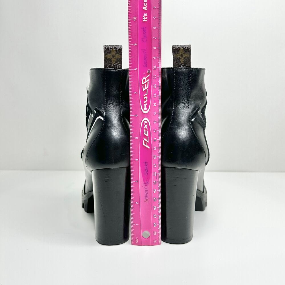 Louis Vuitton Star Trail Logo EU 37 US 7 Lace up Ankle Boots Black Leather - Picture 8 of 10